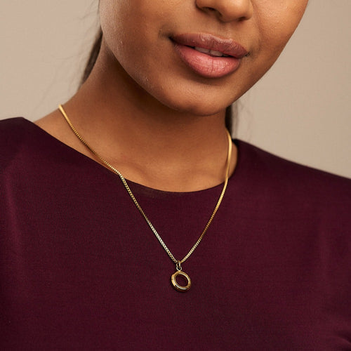 Gold Plated Edge Open Circle Necklace